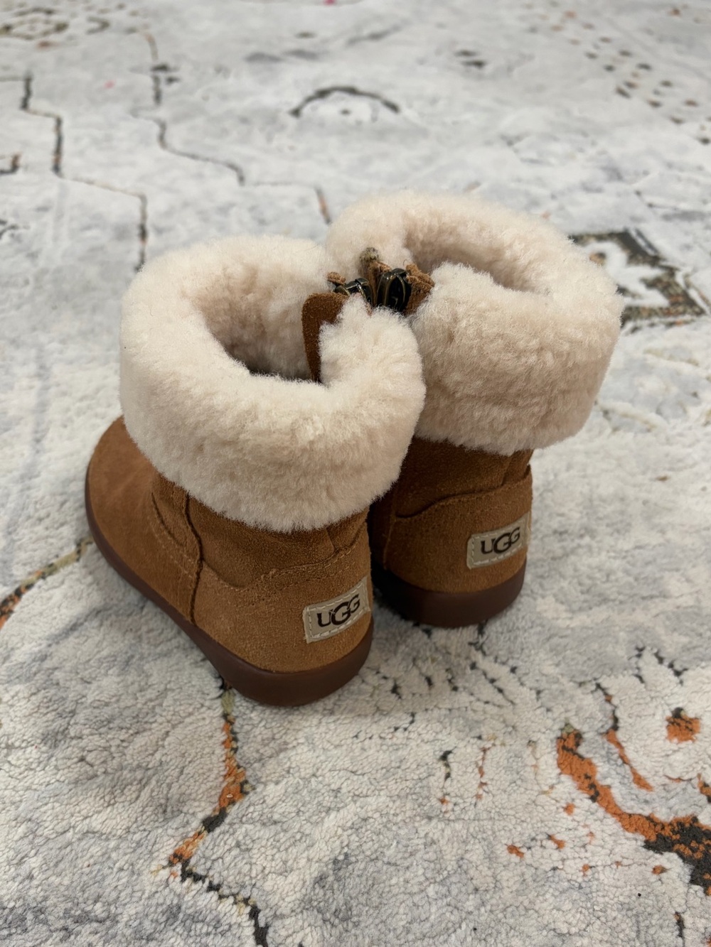 UGG Jorie II toddler boots with fur trim in Chestnut, size 6